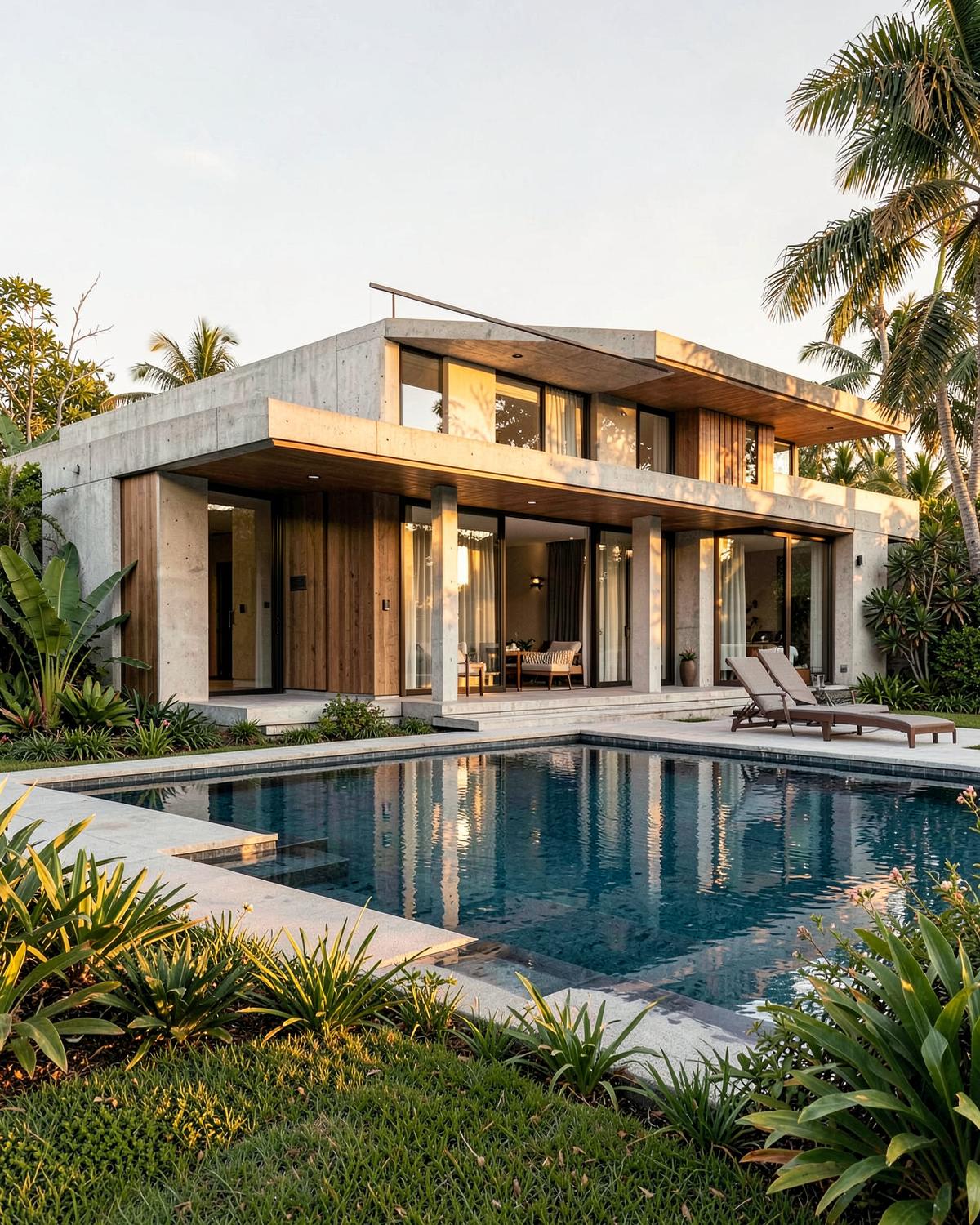 Residencia contemporánea junto a una piscina